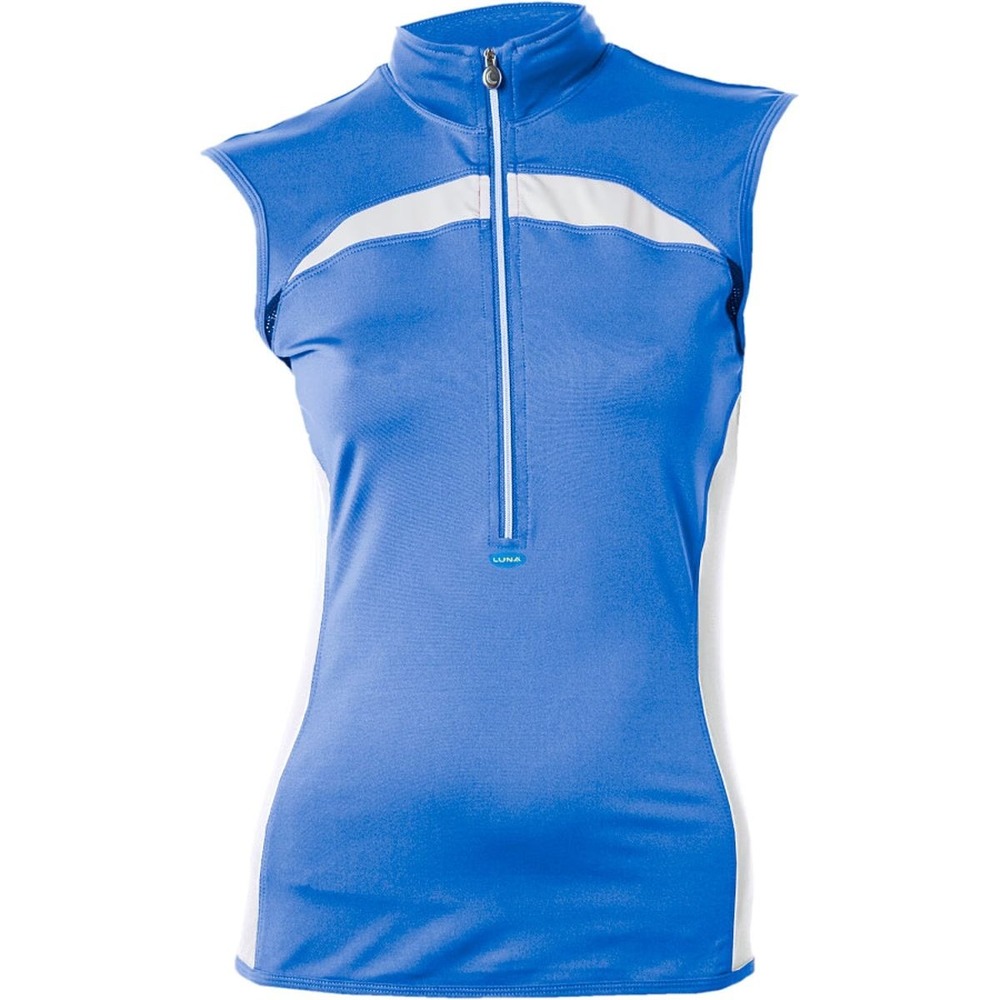 LUNA SPORTS CLOTHING SPARKS JERSEY sleeveless Quarter Zip Blue White 3 pockets